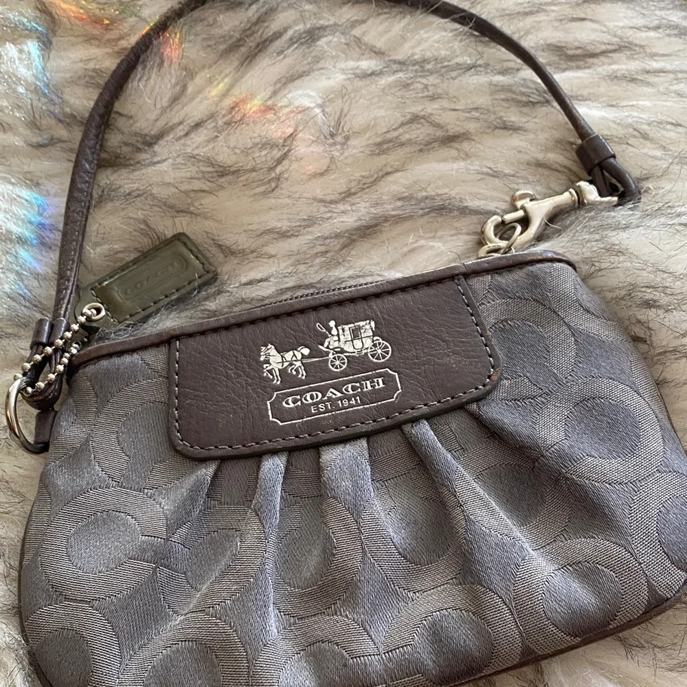 Coach Metallic Gray Wristlet